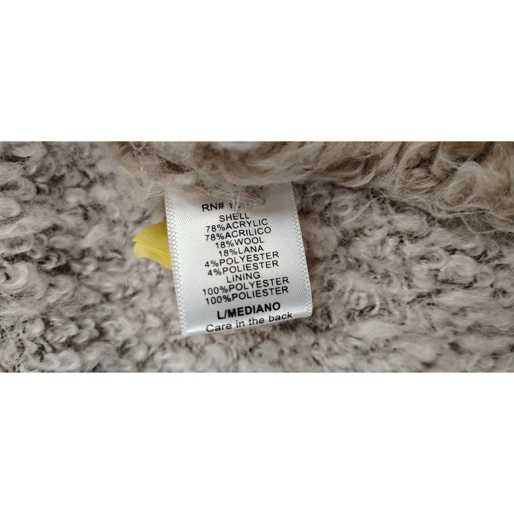 Love Tree Faux Fur Sherpa Vest Large Open‎ Pockets Wool Blend Beige